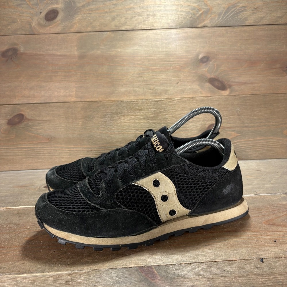Saucony Jazz Original Womens size 7.5 shoes Black Suede Mesh Lace Up sneakers